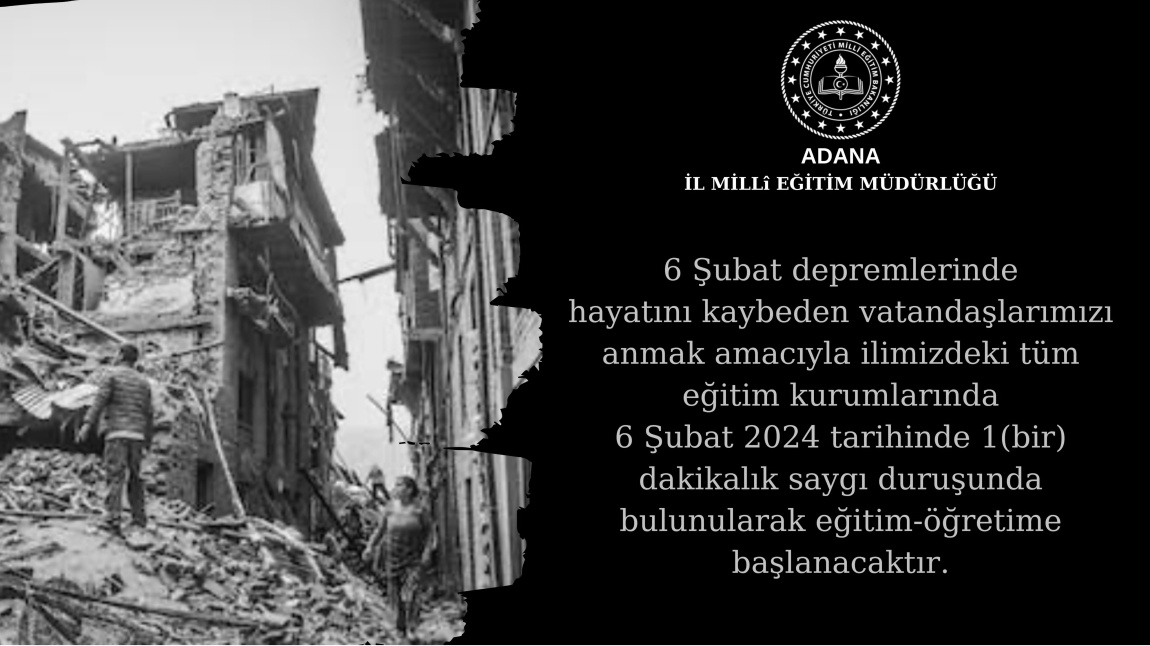 Türkiye geçen yıl 6 Şubat günü Kahramanmaraş merkezli 11 ili etkileyen depremlerde yaşamlarını kaybeden yurttaşlarımız için Bir dakikalık saygı duruşu
